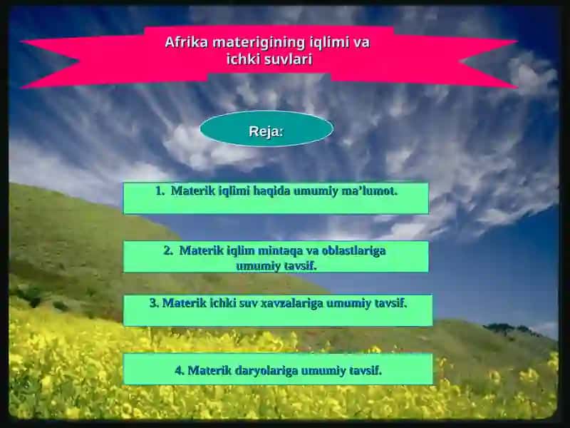 Afrika materigining iqlimi va ichki suvlari