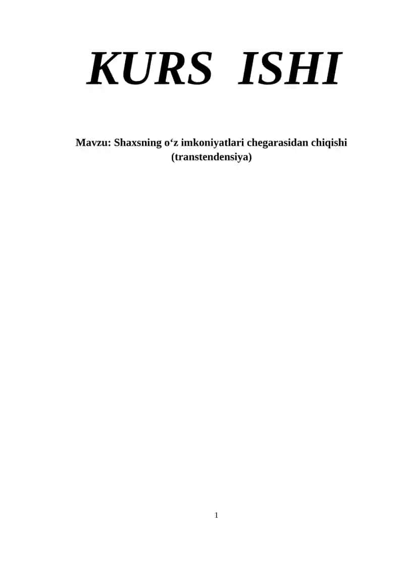 Shaxsning o‘z imkoniyatlari chegarasidan chiqishi (transtendensiya)