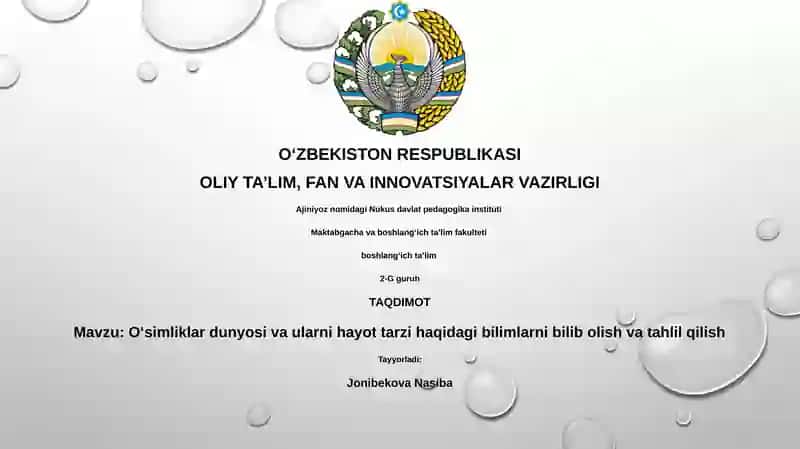 O'simliklar dunyosi va ularni hayot tarzi
