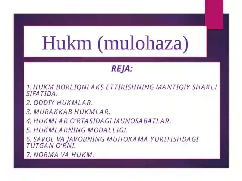Hukm(mulohaza)
