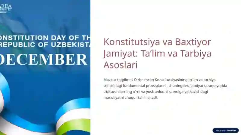 Konstitutsiya va Baxtiyor Jamiyat: Ta’lim va Tarbiya Asoslari