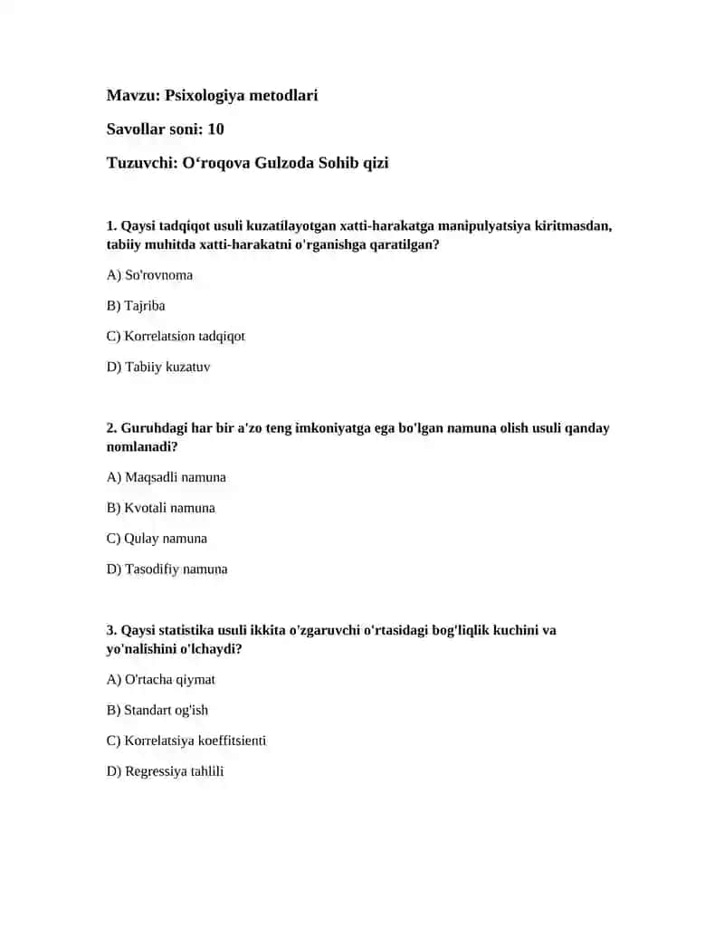 Psixologiya metodlari