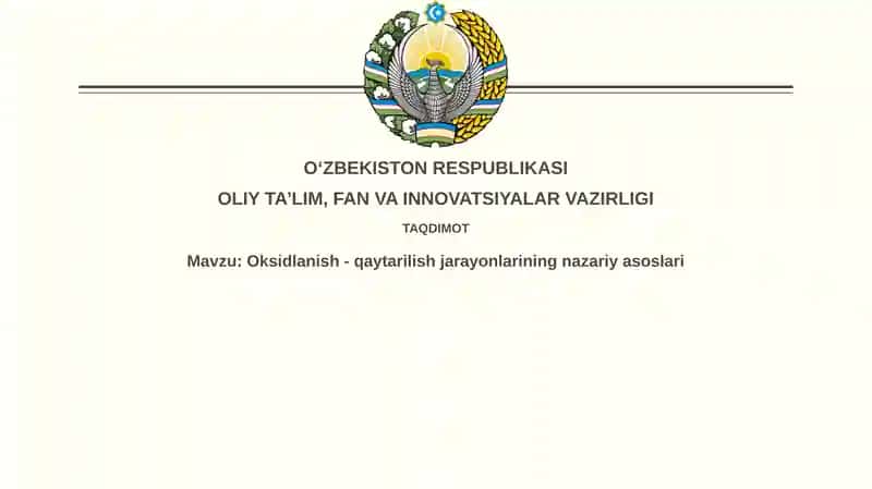 Oksidlanish-qaytarilish jarayonlarining nazariy asoslari