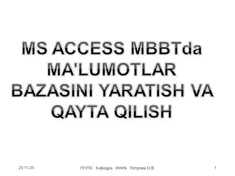 Ma'lumotlar bazasi tushunchasi