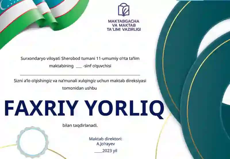 Faxriy yorliq dizayni