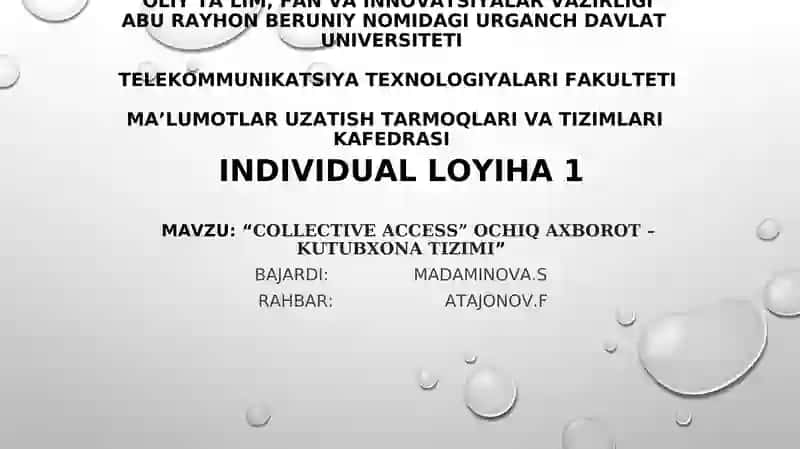 “Collective access” ochiq axborot – kutubxona tizimi
