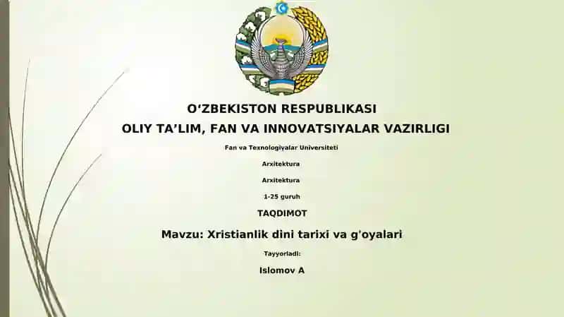 Xristianlik dini tarixi va g'oyalari