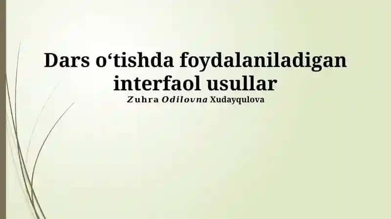 Interfaol Ta'lim Uslublari