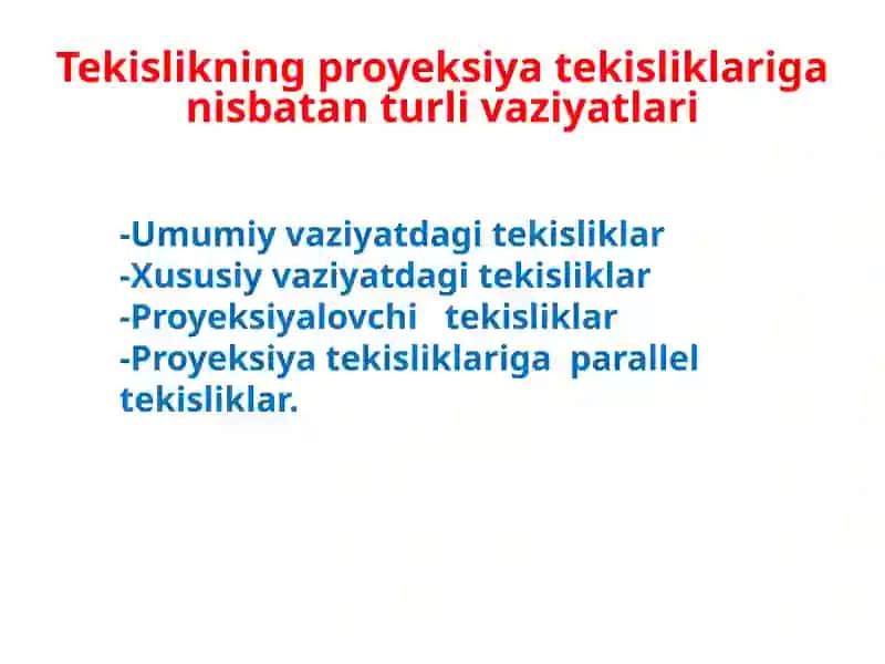 Proyeksiyalovchitekisliklar