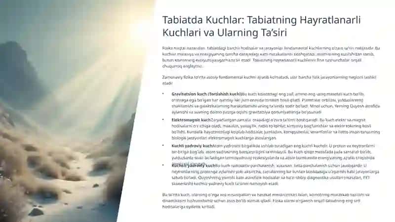 Tabiatda Kuchlar: Tabiatning Hayratlanarli Kuchlari va Ularning Ta’siri