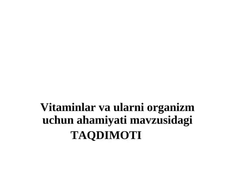 Vitaminlar haqida tushuncha