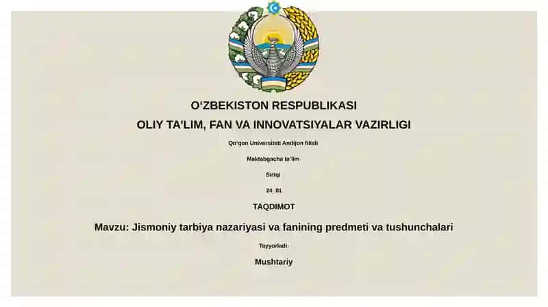 Jismoniy tarbiya nazariyasi va fanining predmeti va tushunchalari
