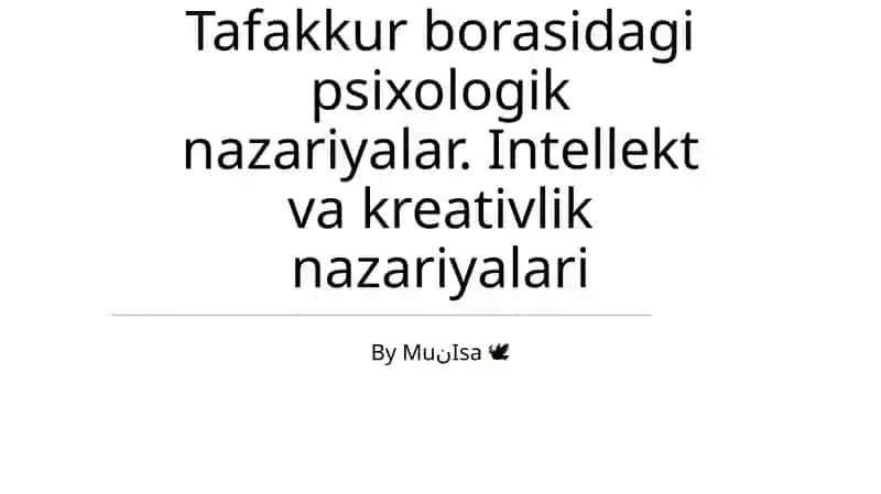 Tafakkur borasidagi psixologik nazariyalar