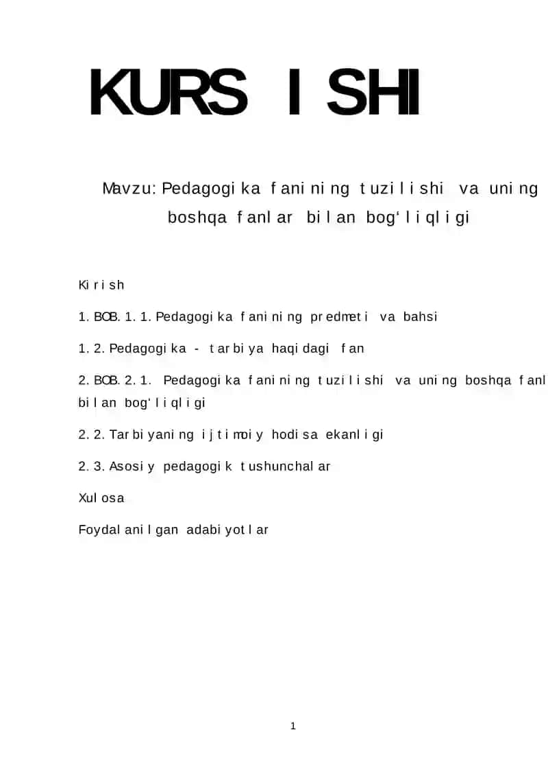Pedagogika fanining tuzilishi va uning boshqa fanlar bilan bog‘liqligi