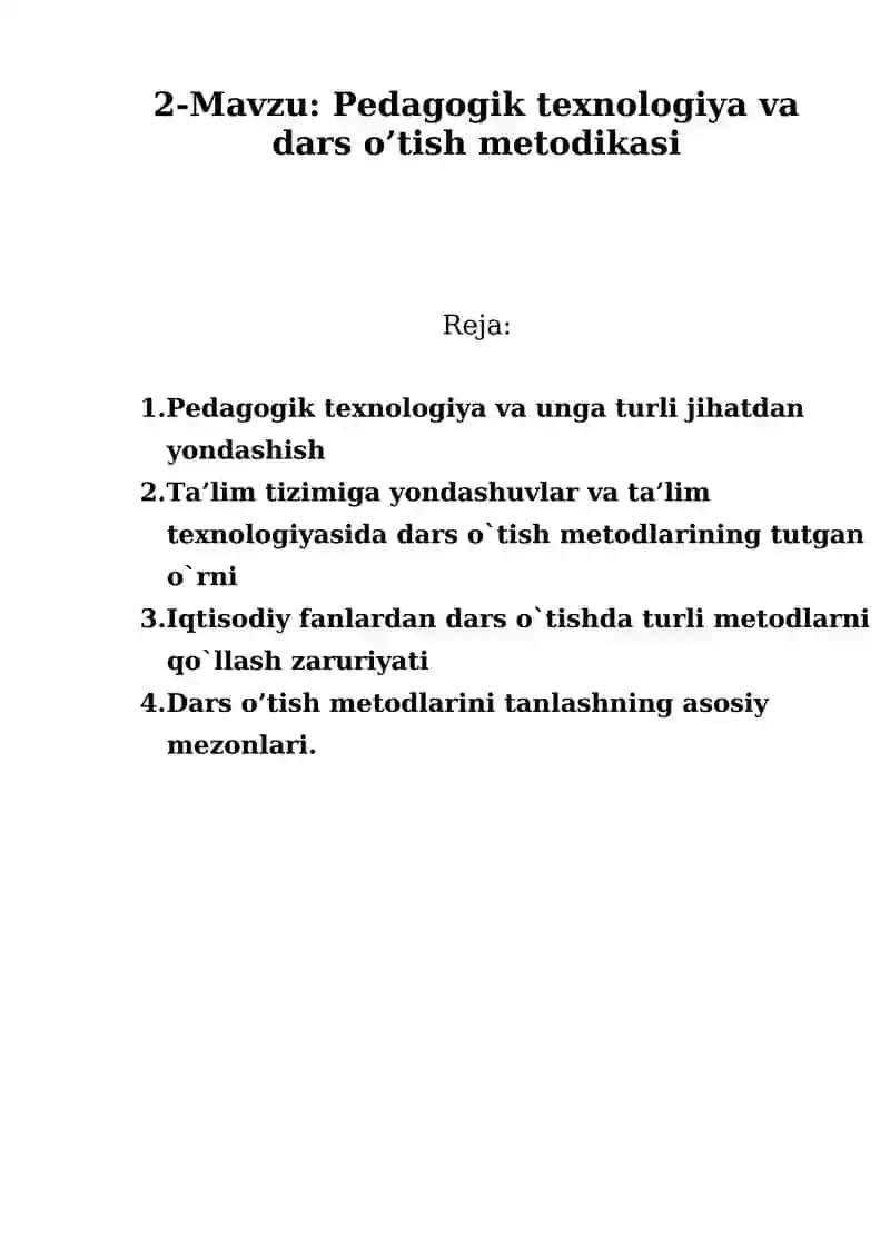 pedagogik texnologiyalar