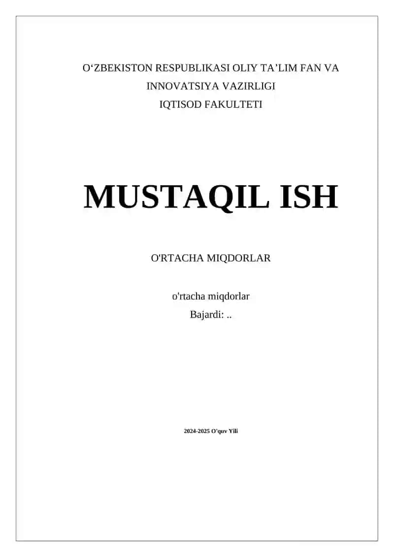 O'rtacha miqdorlar