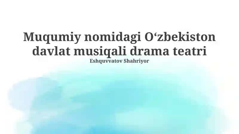 Oʻzbekiston davlat musiqali drama teatri