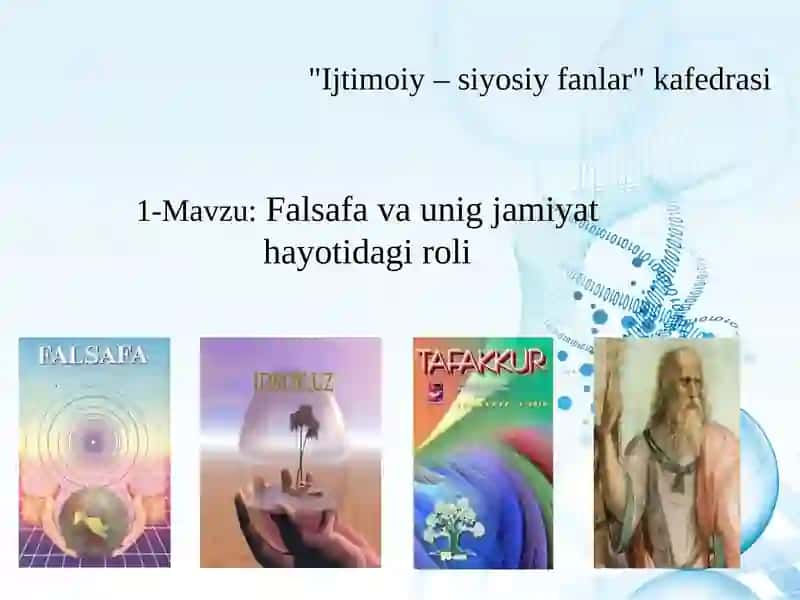 Falsafavaunig jamiyat hayotidagi roli