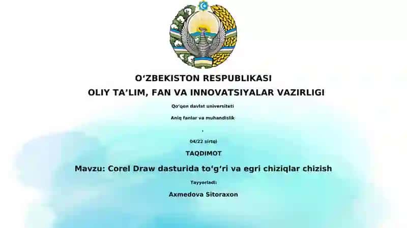 Corel Draw dasturida toʻgʻri va egri chiziqlar chizish