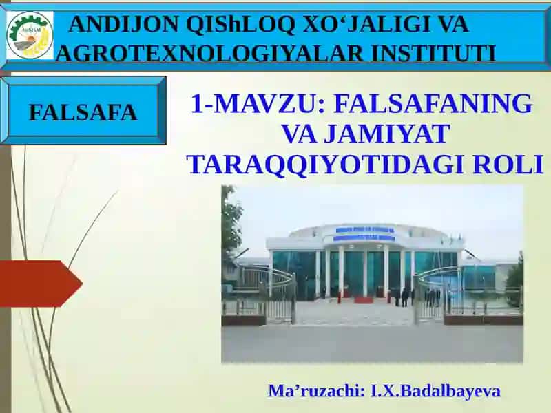 FALSAFANING VA JAMIYAT TARAQQIYOTIDAGI ROLI