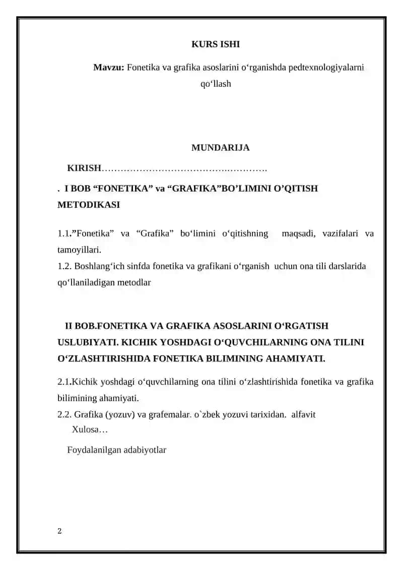 Fonetika va grafika asoslarini o‘rganishda pedtexnologiyalarni qo‘llash