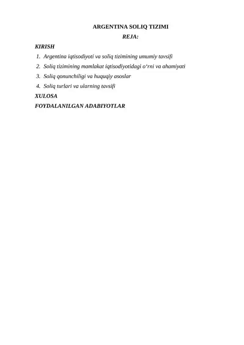 ARGENTINA SOLIQ TIZIMI