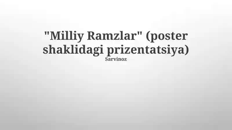 Milliy Ramzlar (National Symbols) Presentation Poster