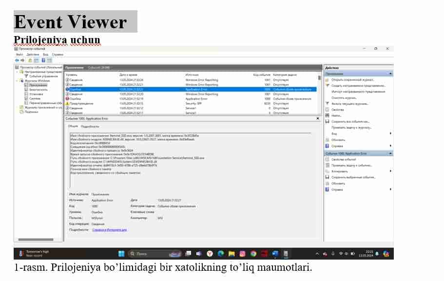 Event Viewer, Firewall, Windows Defender, AnyDesk Operatsion tizimlar fanidan 4-topshiriq
