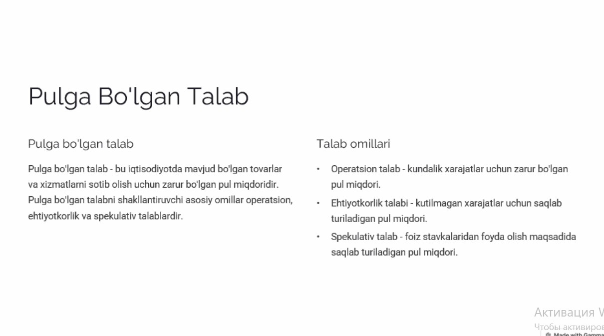 Pulga Bo'lgan Talab va Taklif