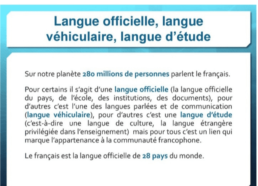 La francophonie La langue francaise dans te monde