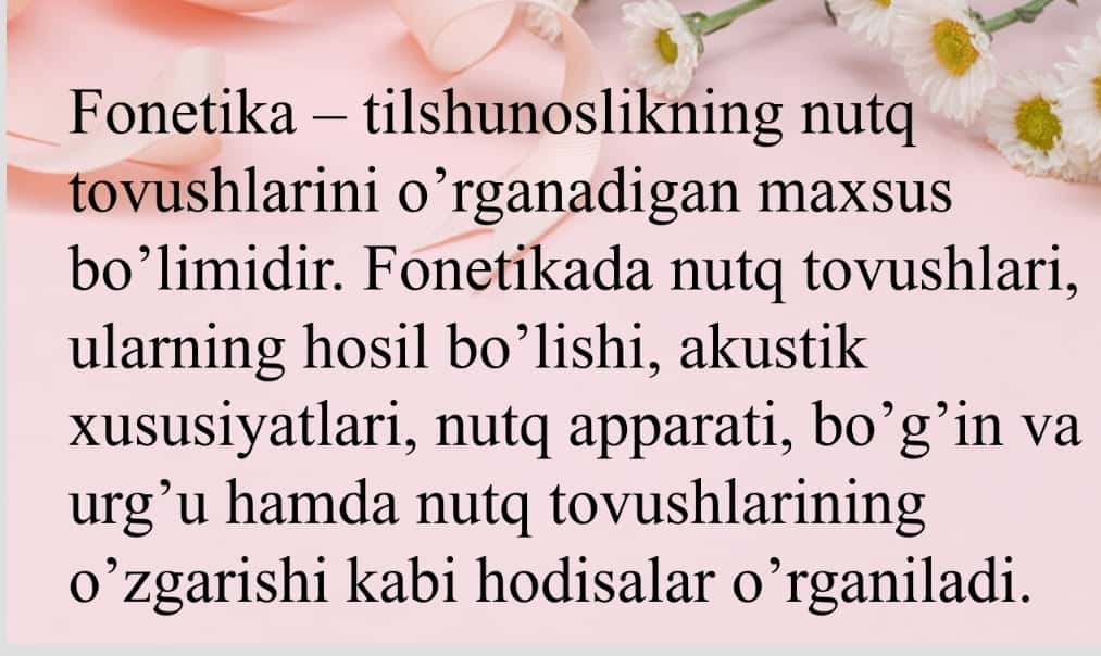 Fonetika haqida ma'lumot Fonetika va uning turlari