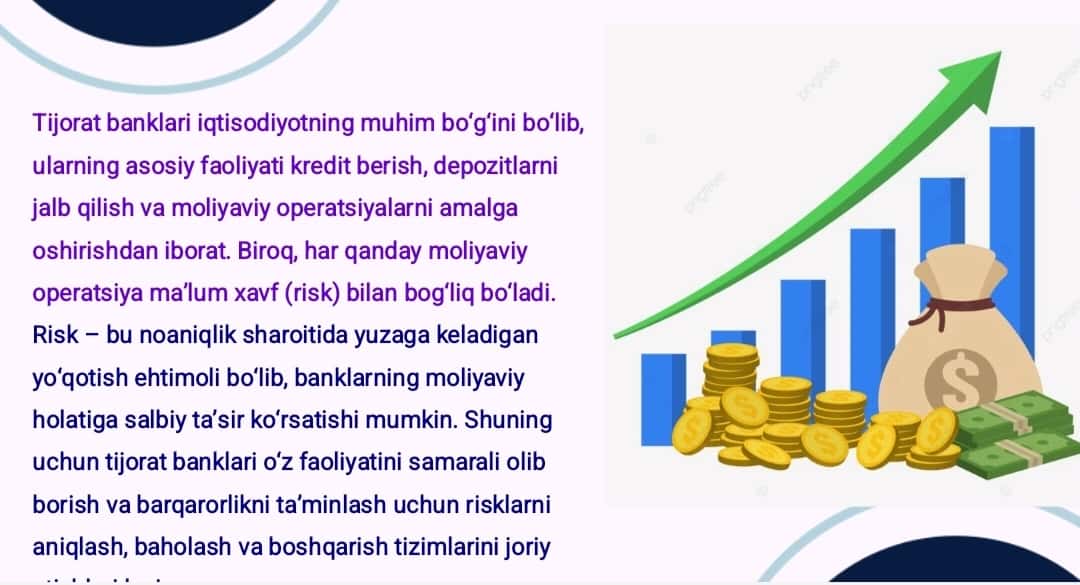 Tijorat banklari risklari va ularning boshqarish amaliyoti