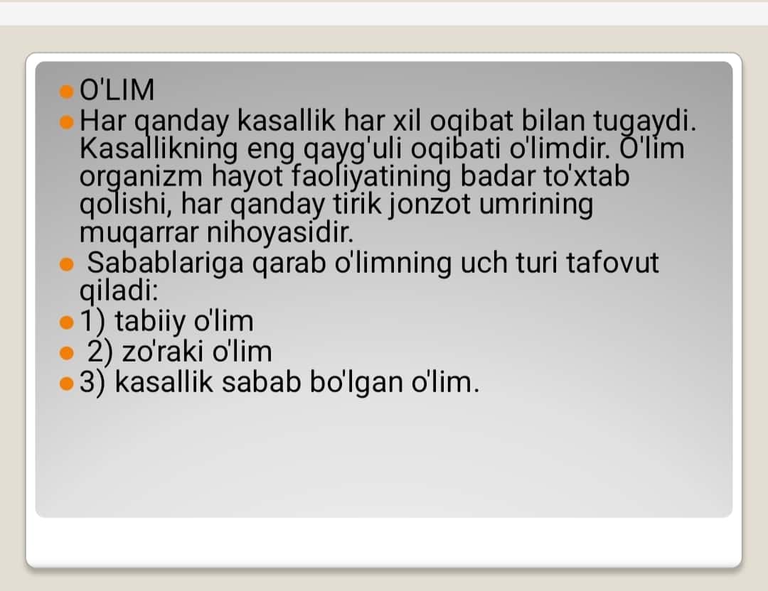 O’lim haqida tushuncha