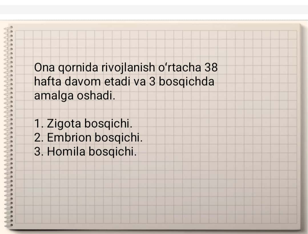 Mavzu: Ontogenezning ilk bosqichlari