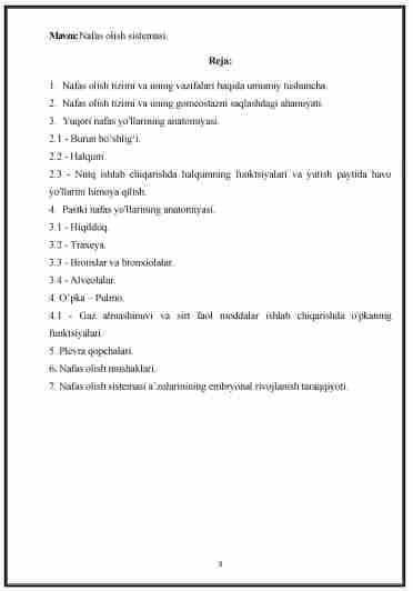 Nafas olish sistemasi - anatomiyasi va fiziologiyasi