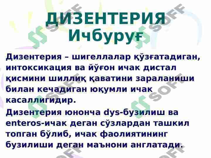 ДИЗЕНТЕРИЯ Ичбуруғ