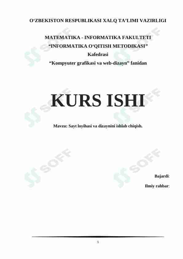 Sayt loyihasi va dizaynini ishlab chiqish