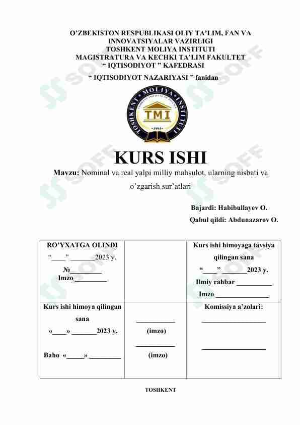 Nominal va real yalpi mahsulot