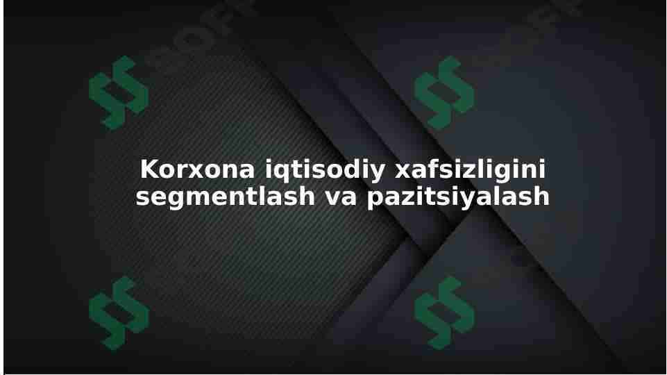Korxona iqtisodiy xafsizligini segmentlash va pazitsiyalash
