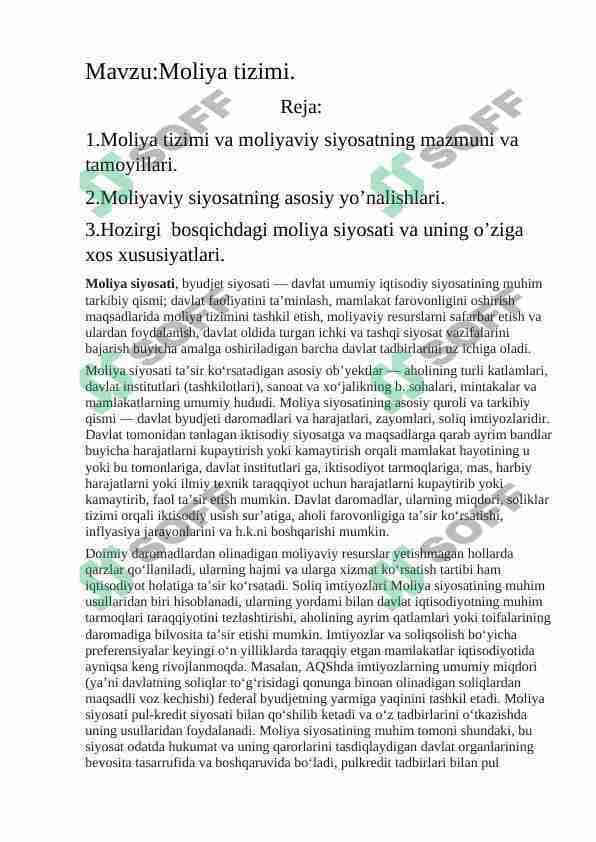Moliya tizimi