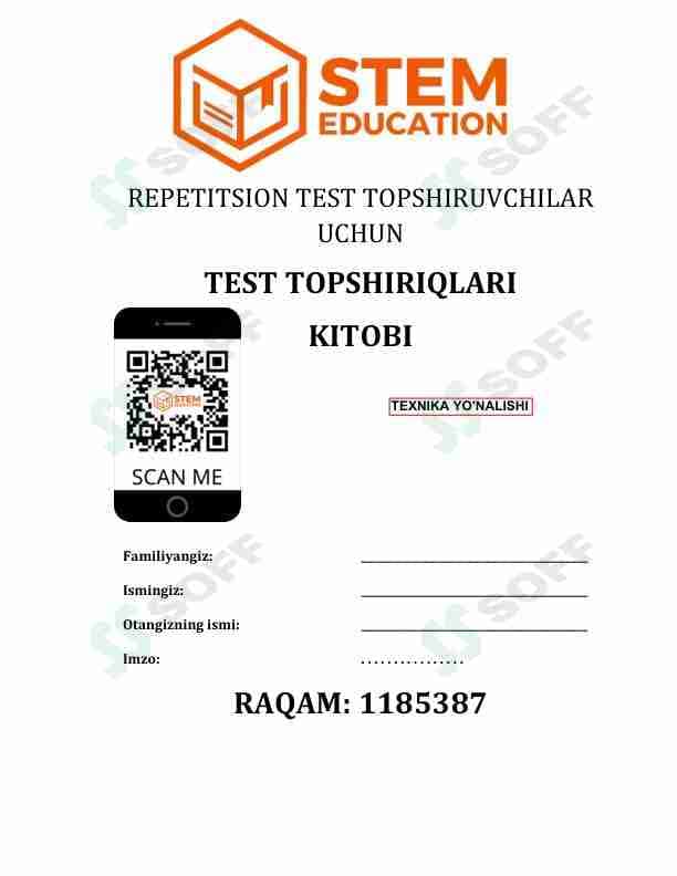Blok test Matematika va Fizika yo'nalishi uchun