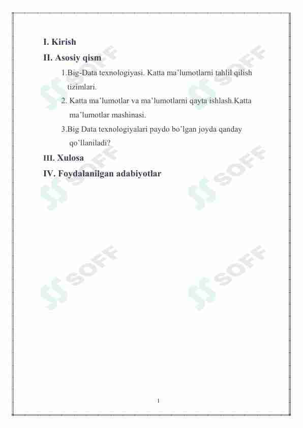 Katta hajmli malumotlarni qayta ishlash