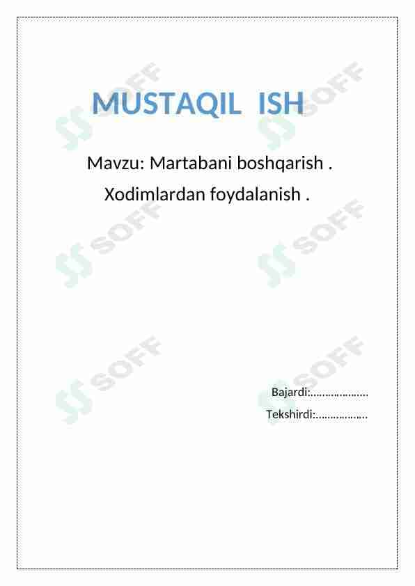 Martabani boshqarish.