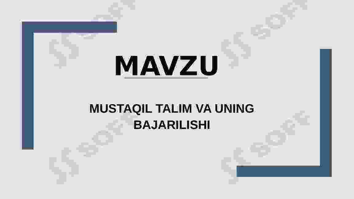 Mustaqil talim va uning bajarilishi