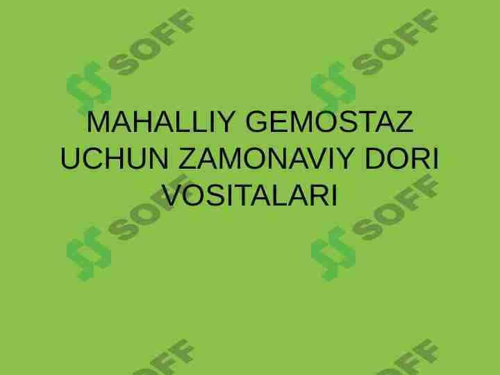 Mahalliy gemostaz uchun zamonaviy dori vositalari