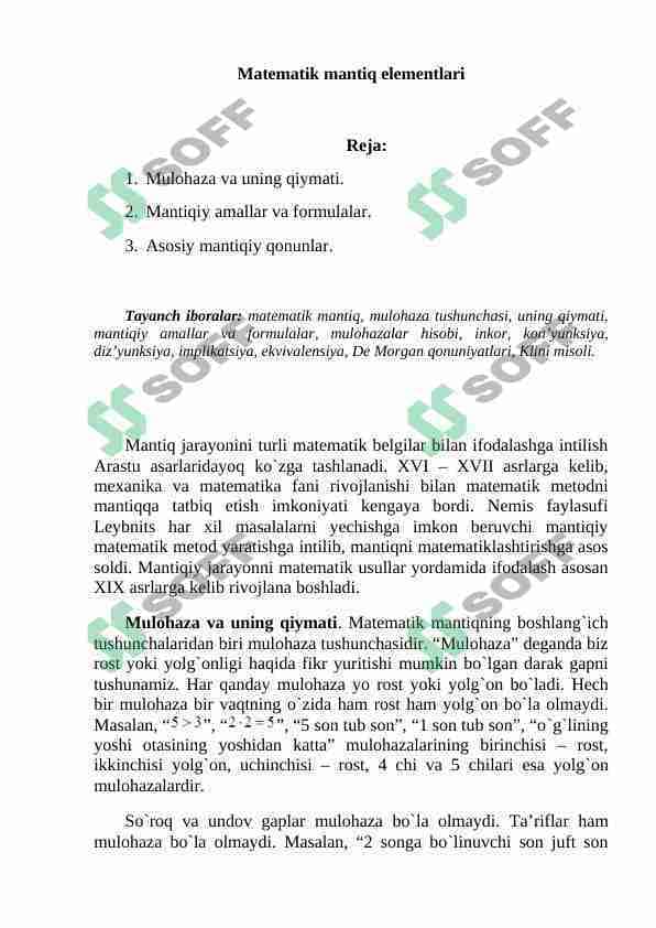 Matematik mantiq elementlari