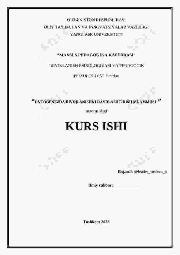 ONTOGENEZDA RIVOJLANISHNI DAVRLASHTIRISH MUAMMOSI