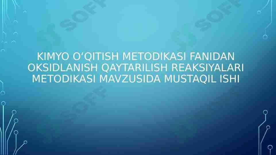 Oksidlanish qaytarilish reaksiyalari