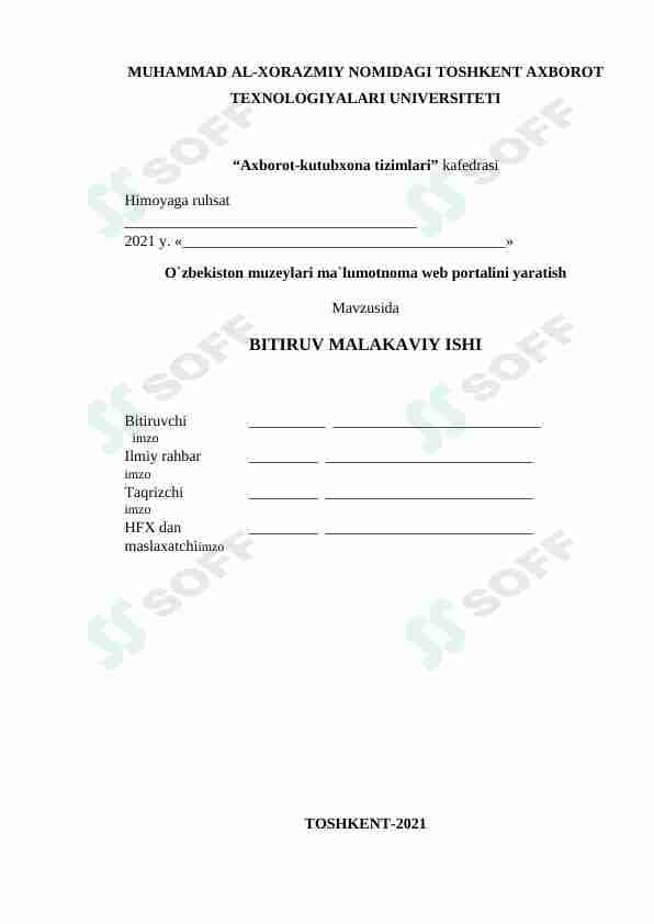 O`zbekiston muzeylari ma`lumotnoma web portalini yaratish