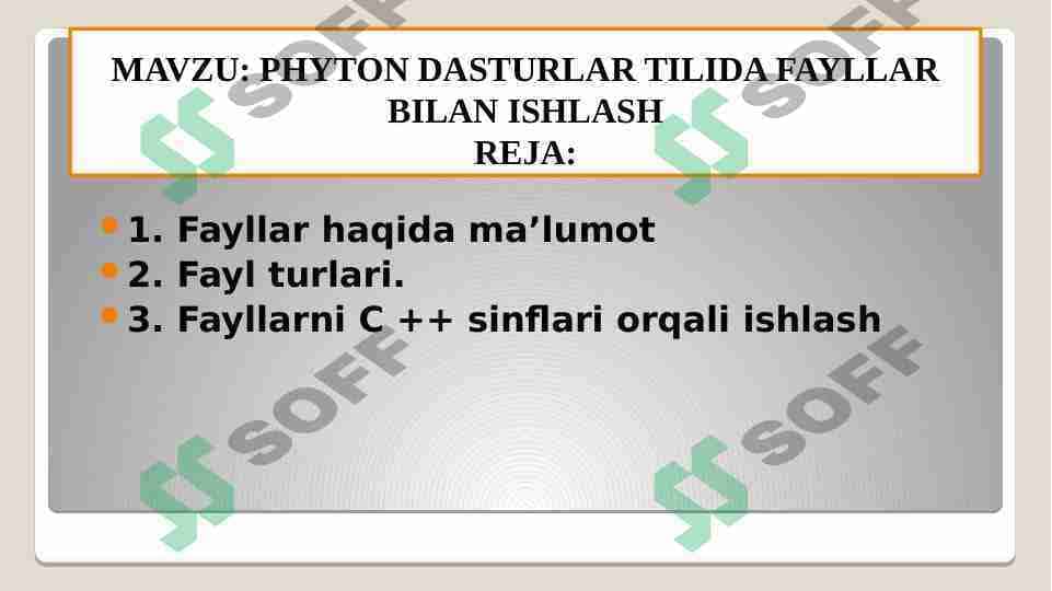 phyton dasturlash tilida fayllar bilan ishlash